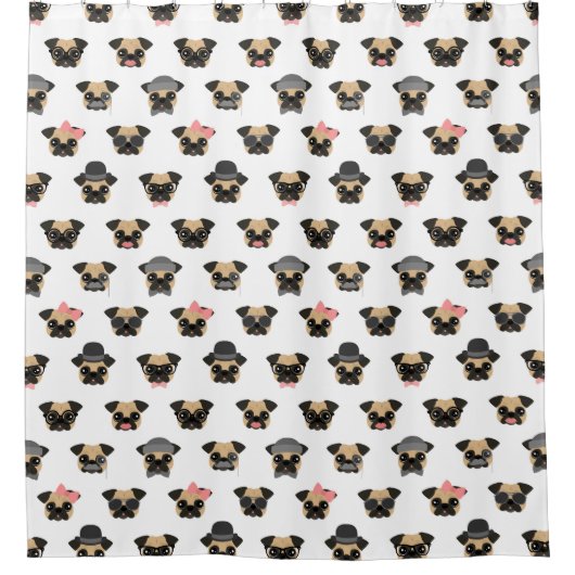 Möpse in der Verkleidung Duschvorhang (Vorderseite)