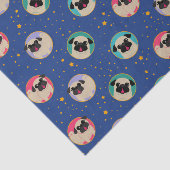 Möpse in farbigen Kreisen im Himmel und in den Seidenpapier (Ausschnitt)