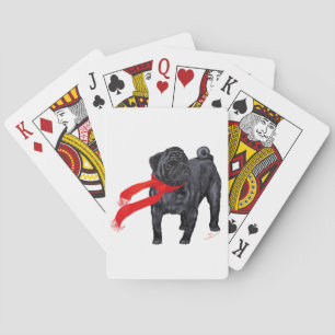 Möpse mit rotem Schal Spielkarten