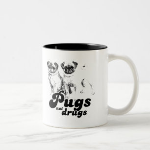 Möpse statt Drogen T-Shirt Zweifarbige Tasse