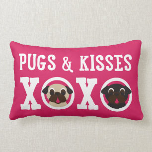 Möpse u. rosa lumbales Kissen der Kuss-XOXO