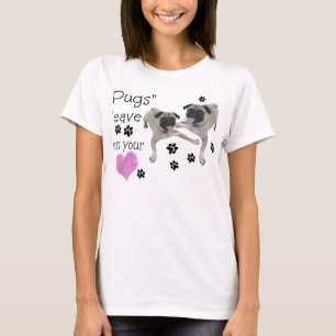 "Möpse" verlassen pawprints auf Ihrem Herzen T-Shirt