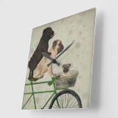 Möpsen für Fahrräder Quadratische Wanduhr (Winkel)