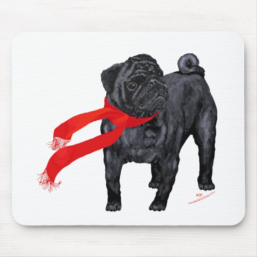 Möpsen in Rotem Scarf Mousepad (Vorne)