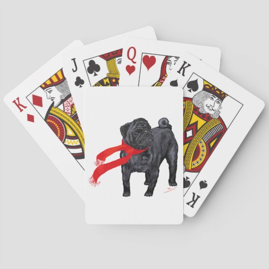 Möpsen in Rotem Scarf Spielkarten (Rückseite)