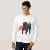 Möpsen in Rotem Scarf Sweatshirt (Vorne ganz)