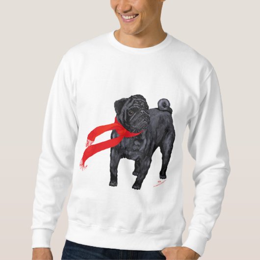 Möpsen in Rotem Scarf Sweatshirt (Vorderseite)