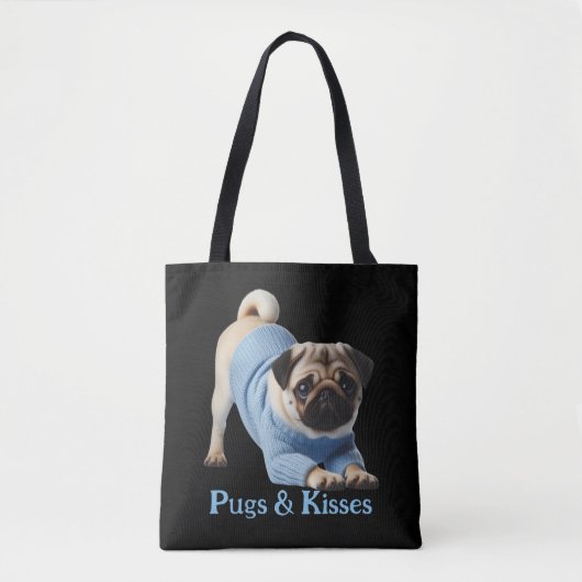 Möpsen & Kisses: Adorable Mops-Themed Design Tasche (Vorderseite)