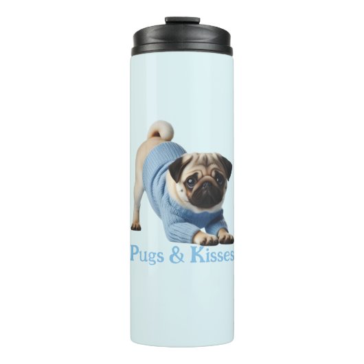 Möpsen & Kisses: Adorable Mops-Themed Design Thermosbecher (Vorderseite)