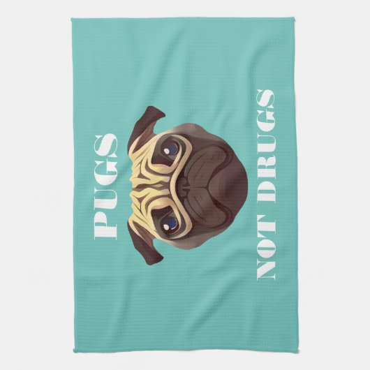 Möpsen ohne Drogen Geschirrtuch (Vertikal)