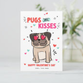 Möpsen und Kisses Dog Pun Mops Welpe Valentine Kar Einladung (Stehend Vorderseite)