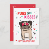 Möpsen und Kisses Dog Pun Mops Welpe Valentine Kar Einladung (Vorne/Hinten)