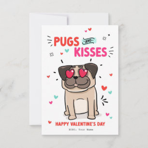 Möpsen und Kisses Dog Pun Mops Welpe Valentine Kar Einladung