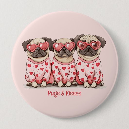 Möpsen und Kisses Valentinstag Mops Hunde Button (Vorderseite)
