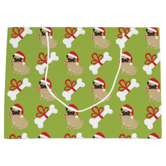 Möpsen und Knochen Große Geschenktüte (Vorderseite)