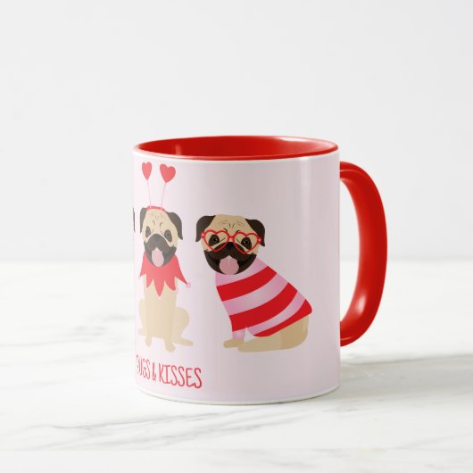 Möpsen und Küss Niedliche Mops Hunde Tasse (VorderseiteRechts)