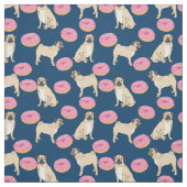 Möpsen und rosa Donuts, blau Stoff (Muster)