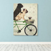 Möpsen zum Fahrrad Leinwanddruck (Insitu (Holzboden))