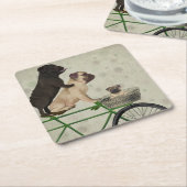 Möpsen zum Fahrrad Rechteckiger Pappuntersetzer (angewinkelt)