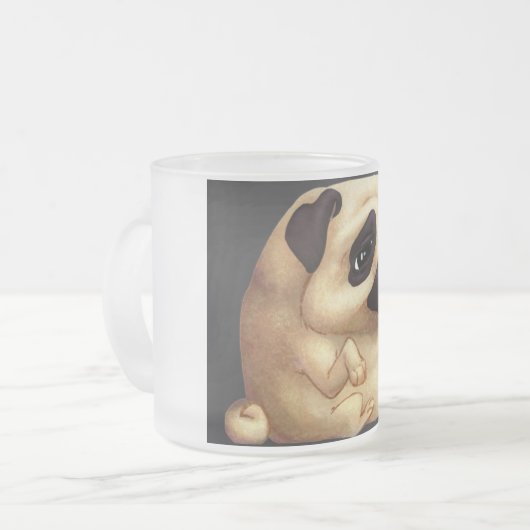 Mopsglas Mattglastasse (Vorderseite Links)