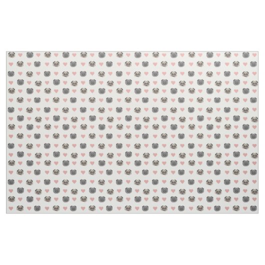 Mopsherz Stoff (Fat Quarter (45,7 x 55,9 cm))