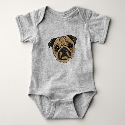 Mopshund Baby Strampler (Vorderseite)