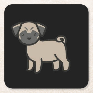Mopshund Cartoon Rechteckiger Pappuntersetzer