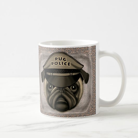 Mopshund-Polizei-Tasse Kaffeetasse (Rechts)