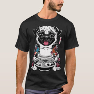 Mopshund Ramen mit japanischer Tätowierung T-Shirt