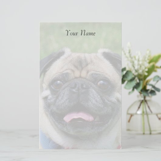 Mopshund stationär briefpapier (Stehend Vorderseite)