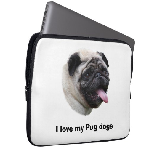 Mopshundehaustier-Fotoporträt Laptopschutzhülle (Vorne Rechts)