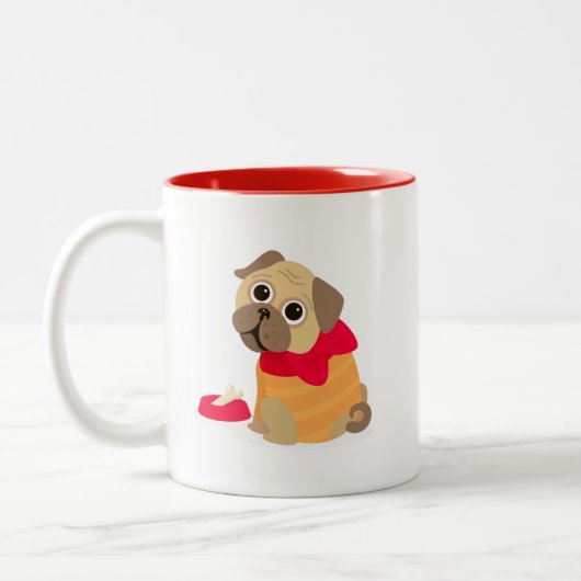 Mopshundeniedlicher Mops-Tierliebhaber Zweifarbige Tasse (Links)