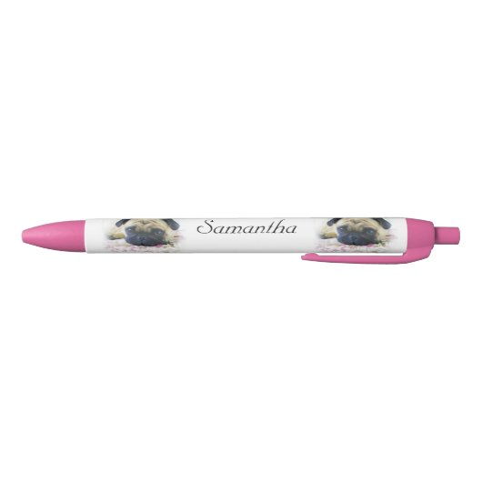 Mopshunderoter personalisierter Stift (Unterseite)