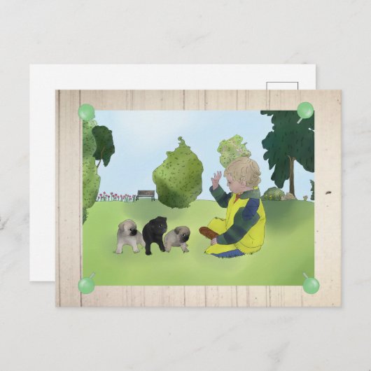 Mopskinder Postkarte (Vorne/Hinten)