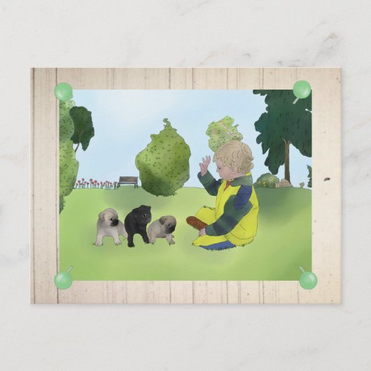 Mopskinder Postkarte (Vorderseite)