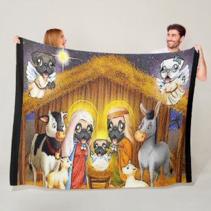 Mopsnativity-Szenen-Fleece-Decke Fleecedecke