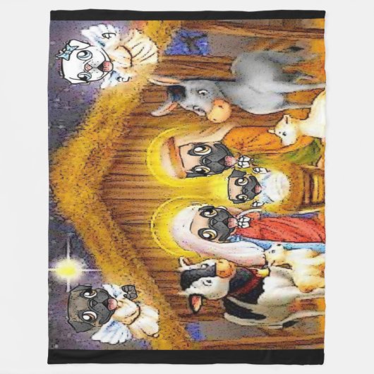 Mopsnativity-Szenen-Fleece-Decke Fleecedecke (Vorderseite)