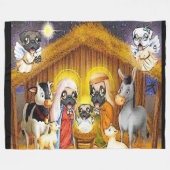 Mopsnativity-Szenen-Fleece-Decke Fleecedecke (Vorderseite (Horizontal))