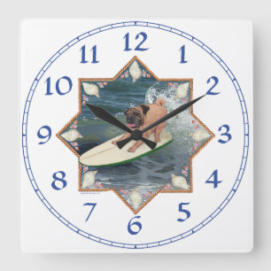 Mopssurfer-Typ Quadratische Wanduhr