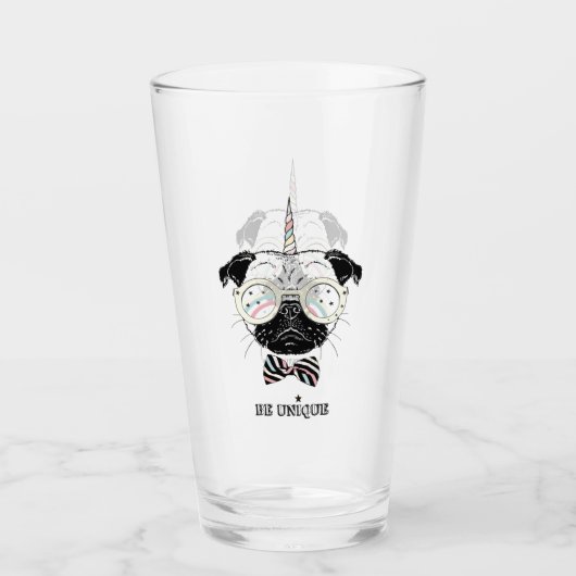 MopsUnicorn | ist einzigartig Glas (Vorderseite)
