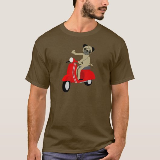 Mopsvespa-Roller T-Shirt (Vorderseite)