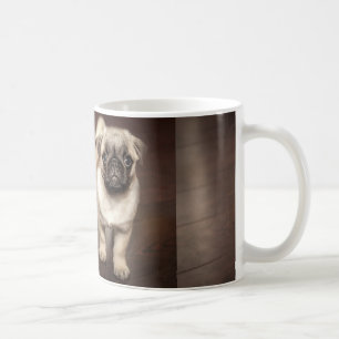Mopswelpe im Sepia Kaffeetasse