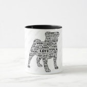 Mopswörter in der schwarzen Silhouette-Tasse Tasse (Zentrum)