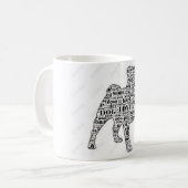Mopswörter in der schwarzen Silhouette-Tasse Tasse (Vorderseite Links)