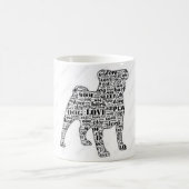 Mopswörter in der schwarzen Silhouette-Tasse Tasse (Mittel)
