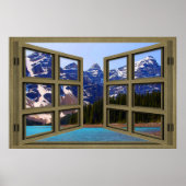 Moraine Lake Brown Wood 6 Pane Open Window Poster (Vorne)