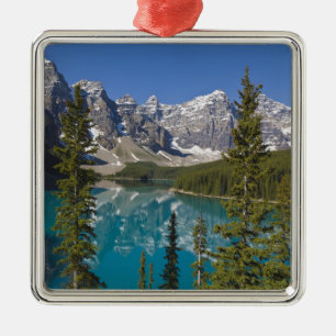 Moraine Lake, Canadian Rockies, Alberta, Kanada 2 Silbernes Ornament