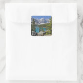 Moraine Lake, Canadian Rockies, Alberta, Kanada Quadratischer Aufkleber (Tasche)