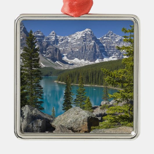 Moraine Lake, Canadian Rockies, Alberta, Kanada Silbernes Ornament (Vorne)