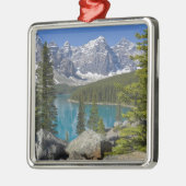 Moraine Lake, Canadian Rockies, Alberta, Kanada Silbernes Ornament (Links)